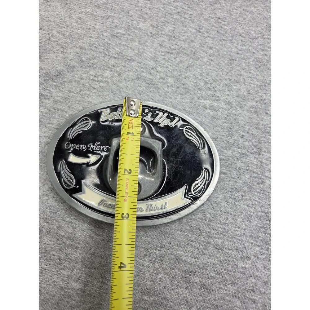 Vintage Bottoms Up Working Bottle Opener Enamel Belt Buckle